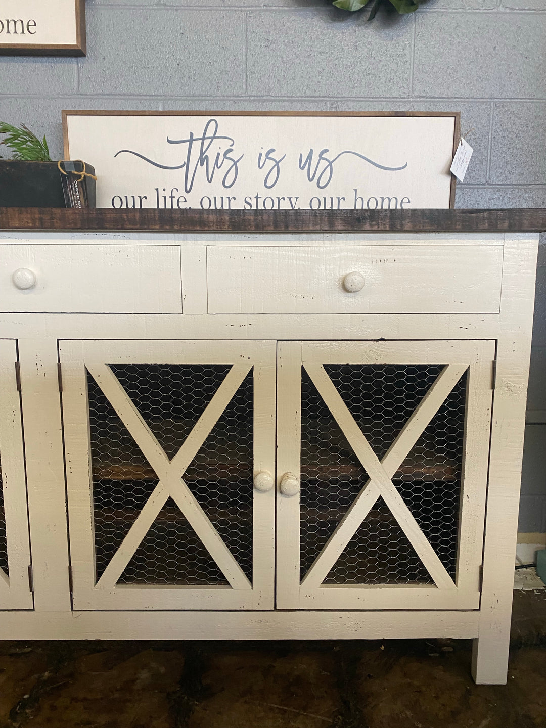 Harrington Distressed White Farmhouse Cabinet