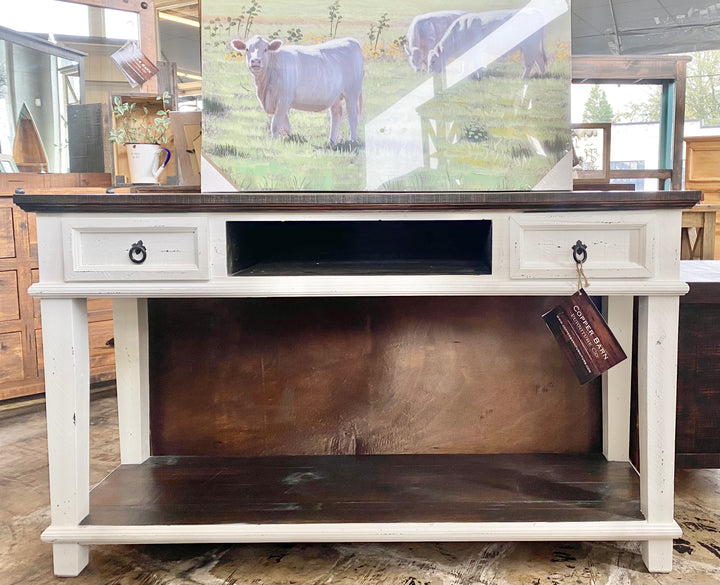 Emily Distressed White Console Table