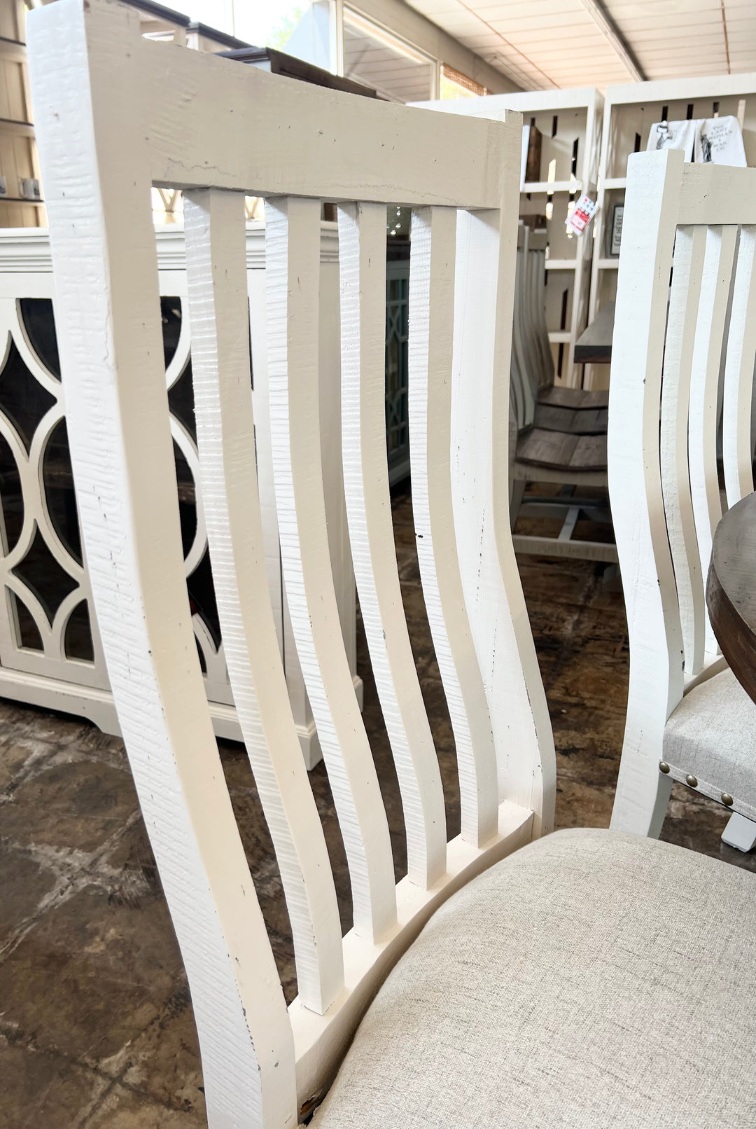 Joshua 6 Piece White & Linen Dining Set