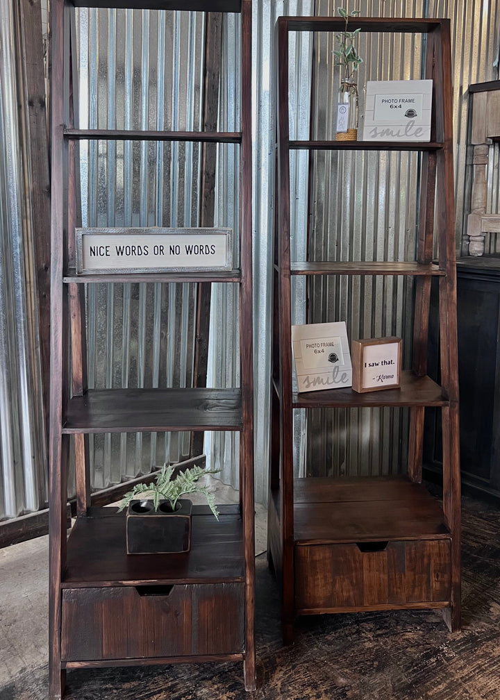 Cara Tobacco Brown Staircase Bookcase