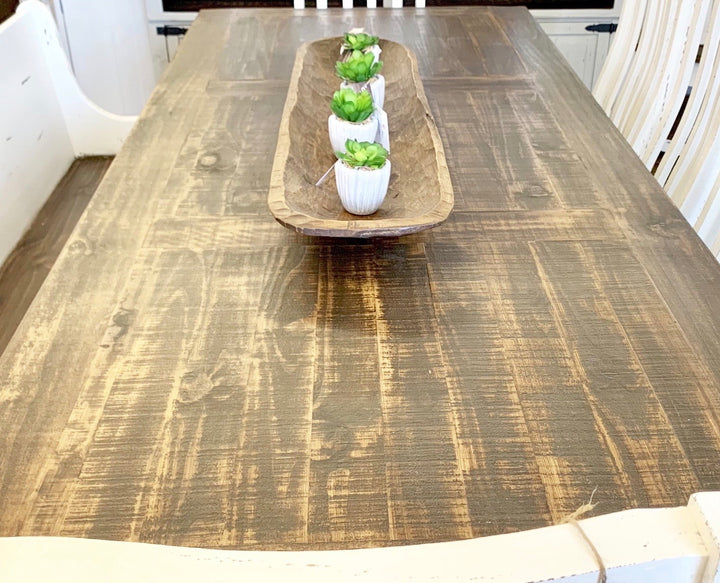 Aaron 8 foot Distressed White Dining Table Set