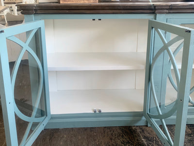 Cameo II Beach Blue Glass Front Cabinet