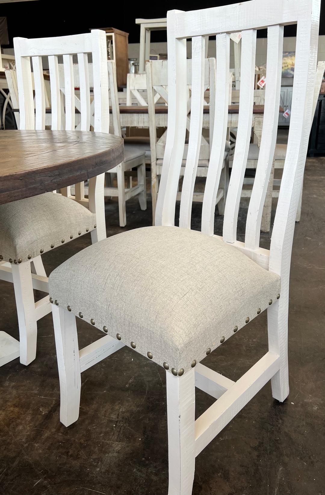 Joshua 6 Piece White & Linen Dining Set