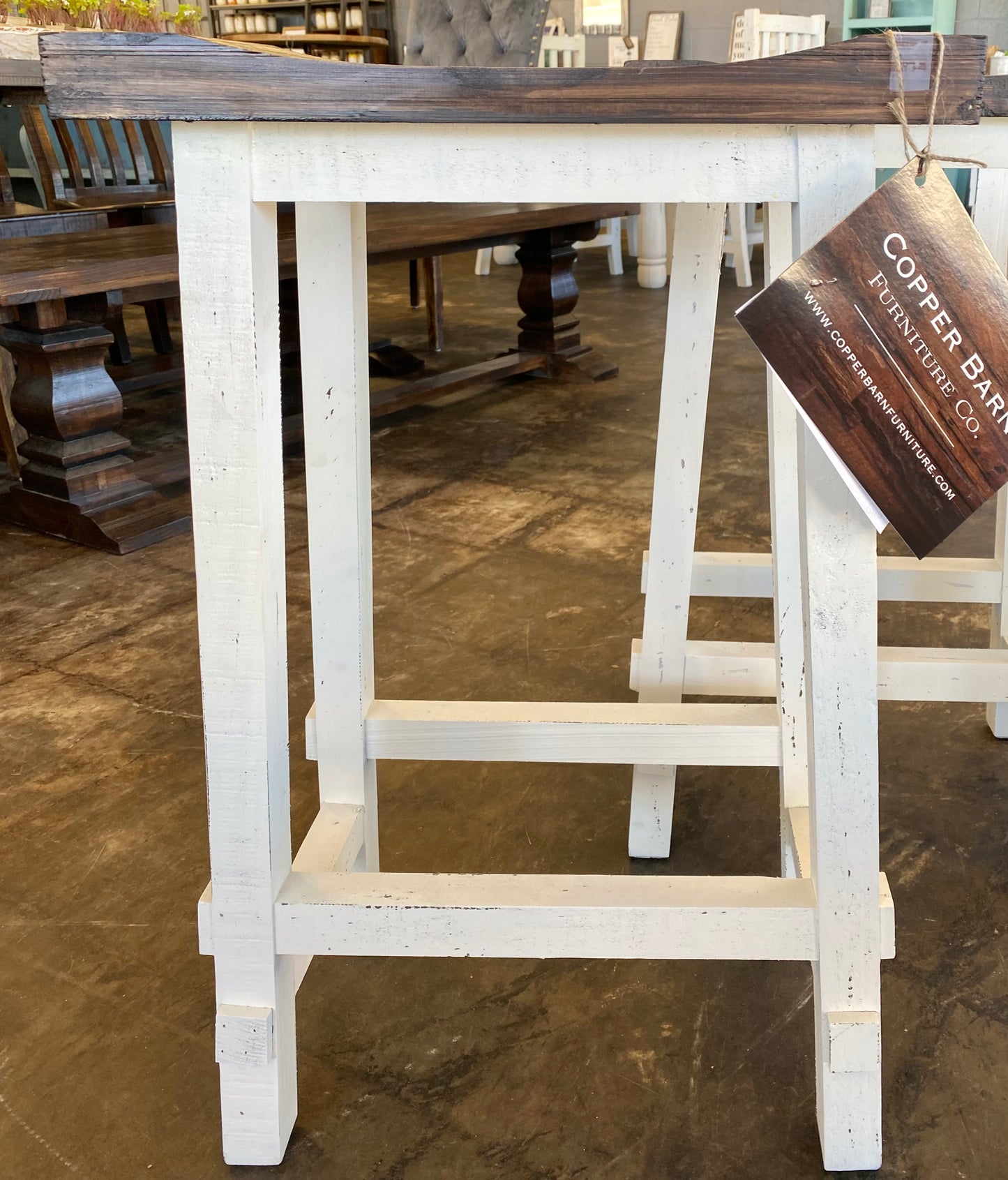 Distressed White Barstool