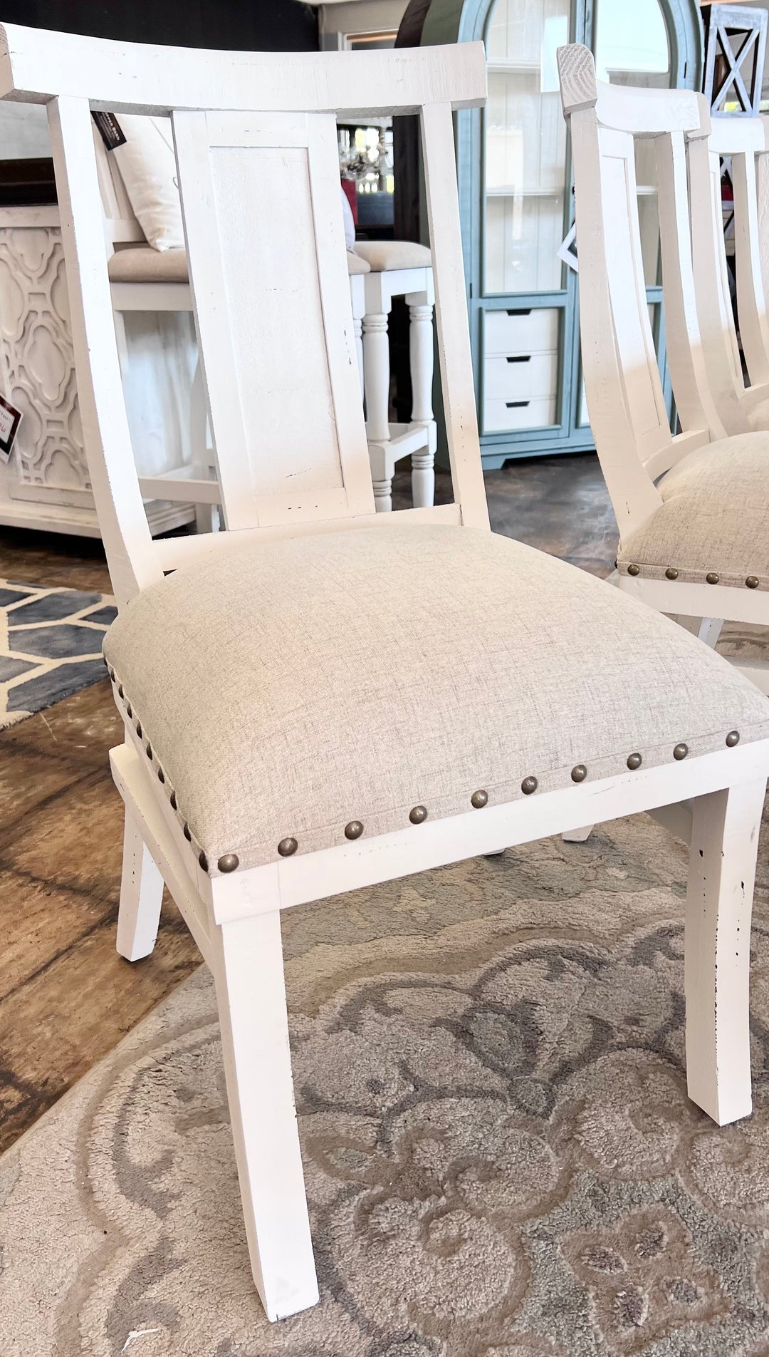 Rita White & Linen Dining Chair