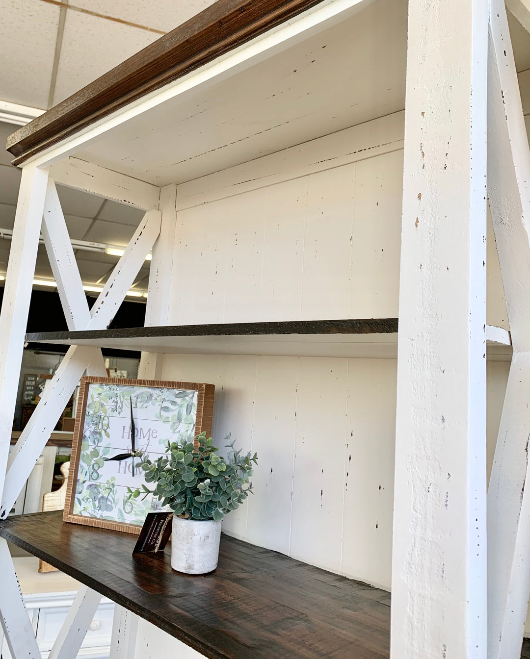 Whitney Distressed White Bookcase