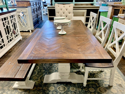Nolan Herringbone Deconstructed X 7 piece Dining Table Set