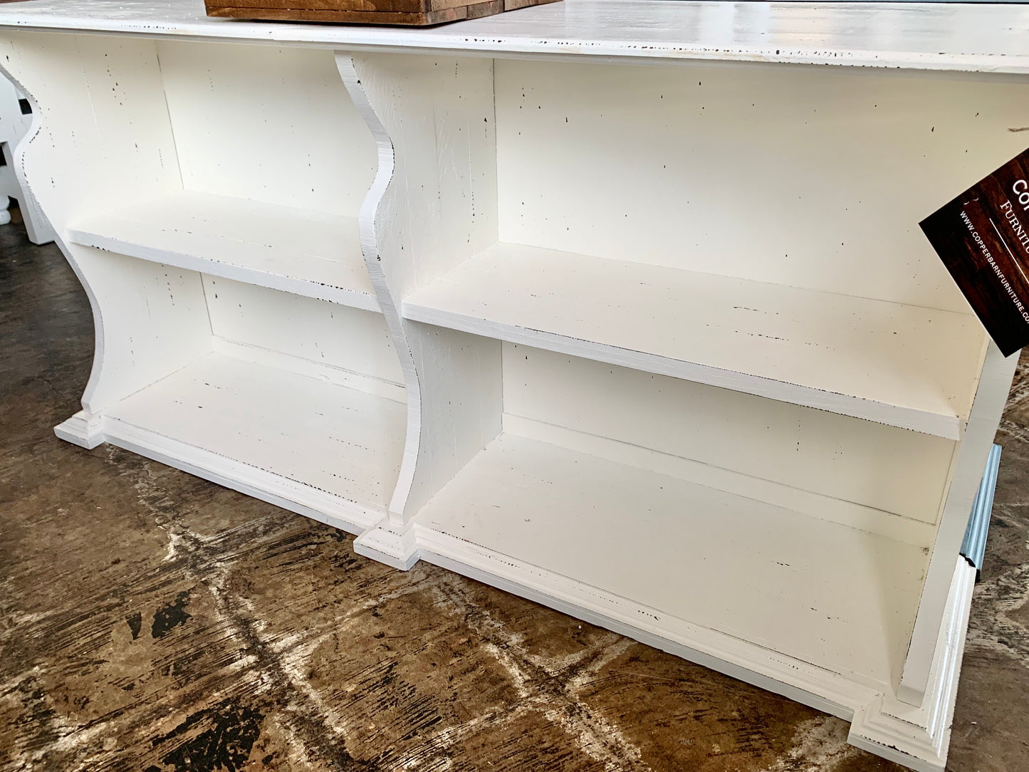 Cara White Bookcase Console Table