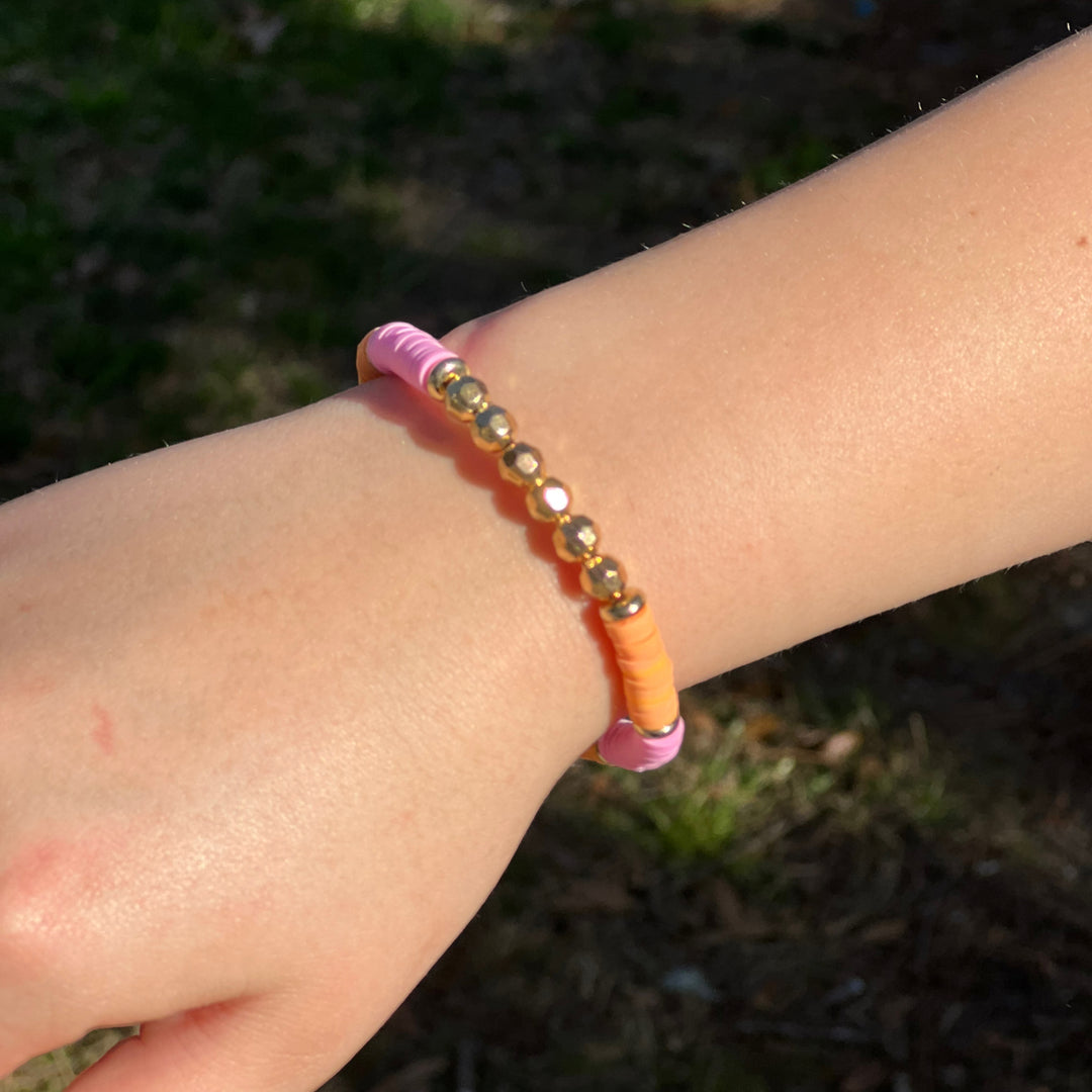 Pink & Gold Beaded Bracelet