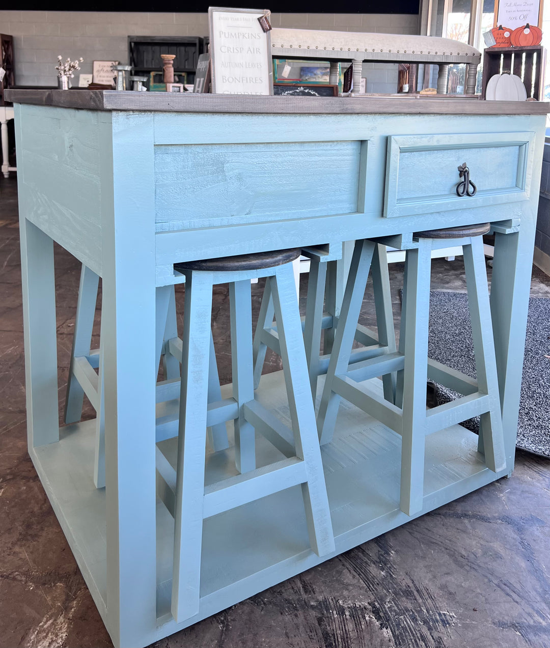 Brighton Beach Blue Kitchen Island