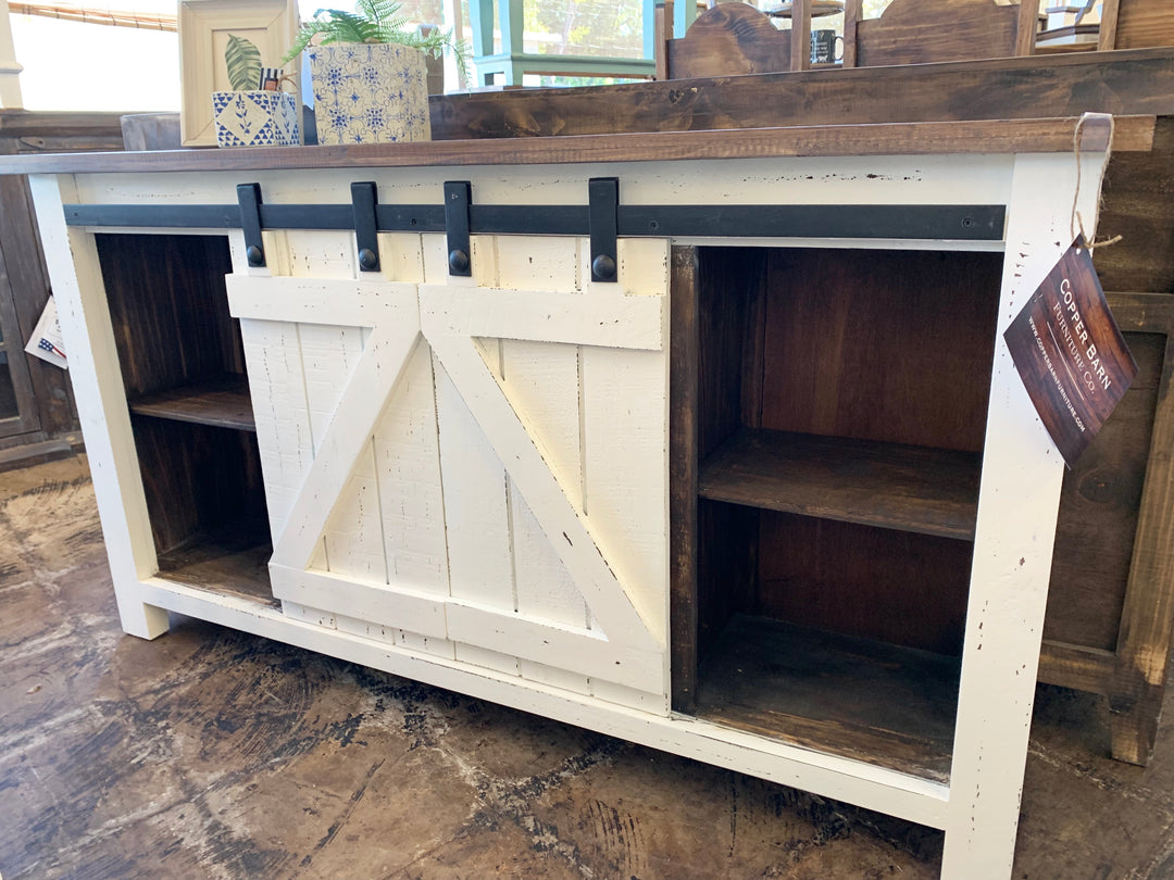 Carlos White Barn Door TV Stand