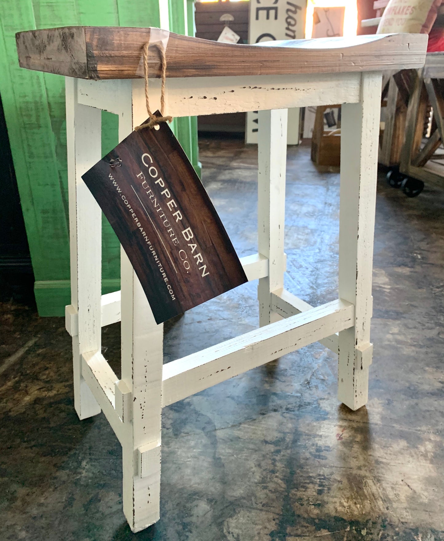 Distressed White Counter Height Stool