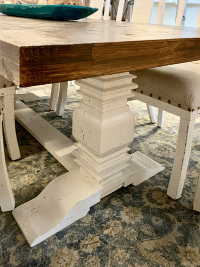 Rita Herringbone Deconstructed Linen 9 Piece Dining Table Set