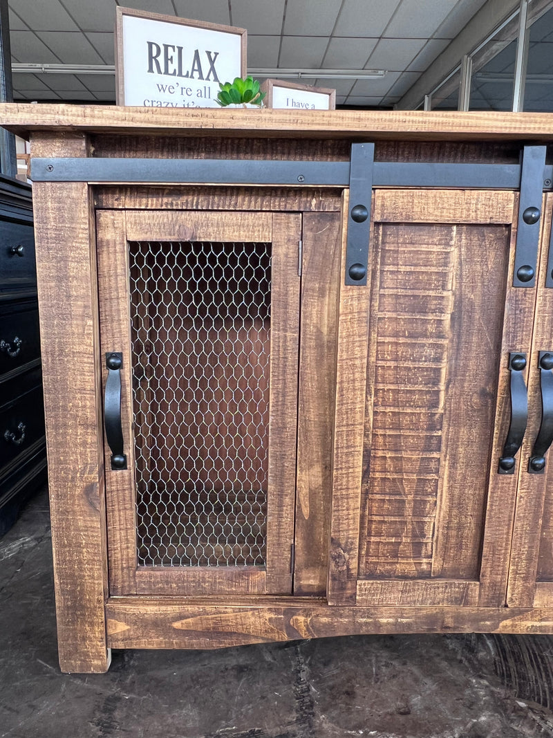 Parrish Rustic Honey Barn Door Cabinet