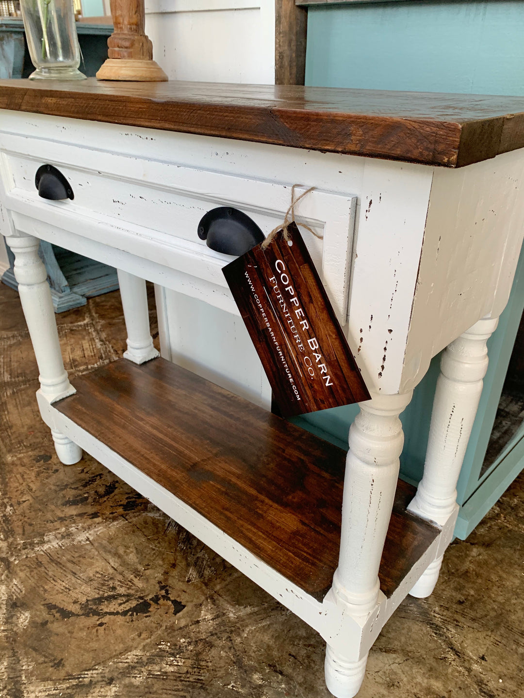 Whitney Small Distressed White Accent Table