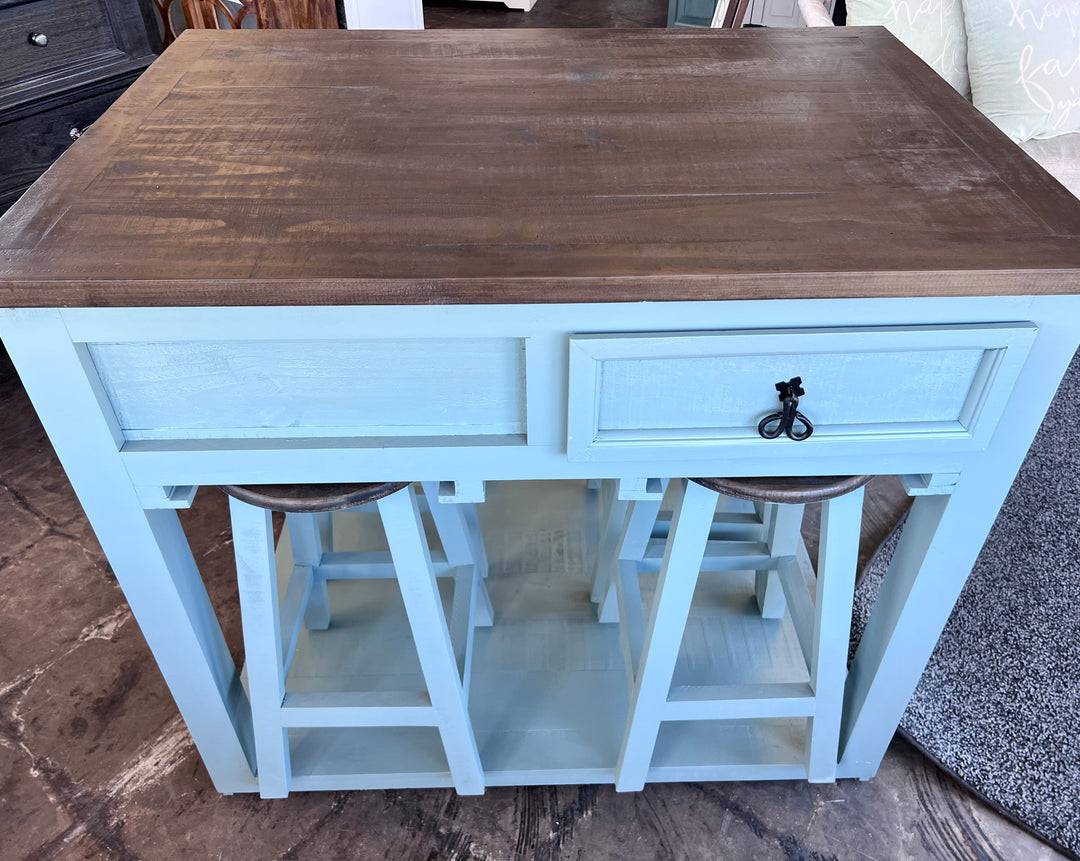 Brighton Beach Blue Kitchen Island