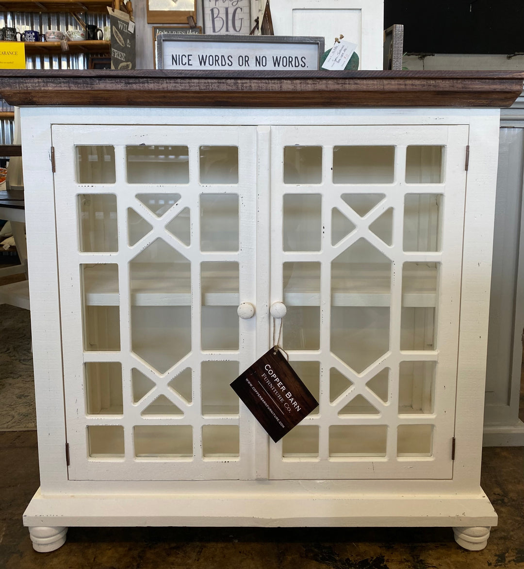 Livingston Distressed White Small Cabinet