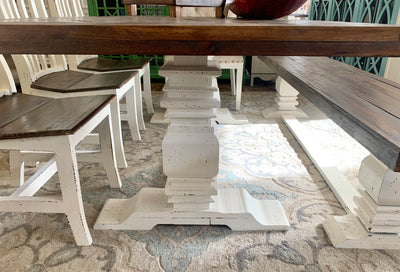 Nolan Herringbone Deconstructed White 7 piece Dining Table Set