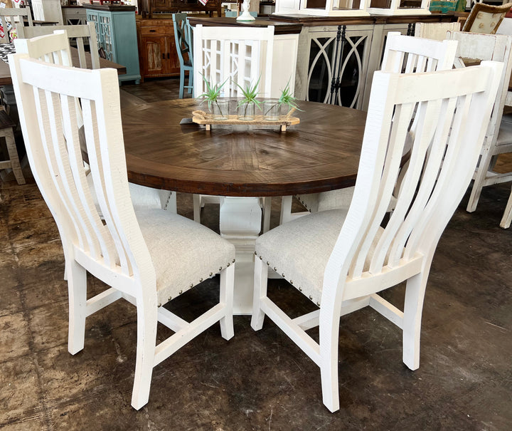 Joshua 6 Piece White & Linen Dining Set