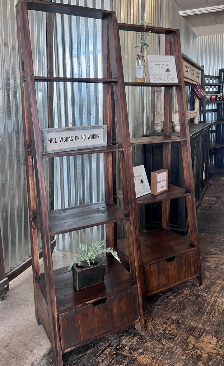 Cara Tobacco Brown Staircase Bookcase