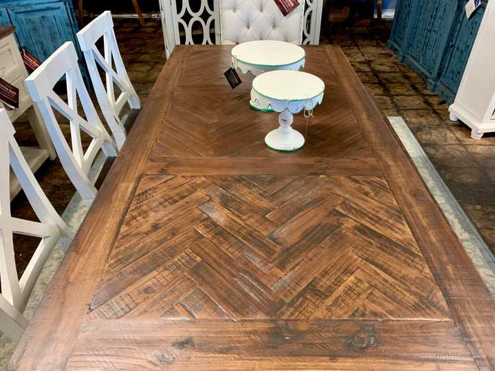 Nolan Herringbone Deconstructed X 7 piece Dining Table Set