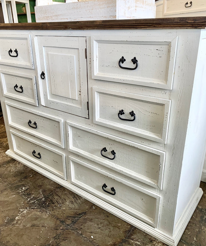 Chloe Distressed White Dresser