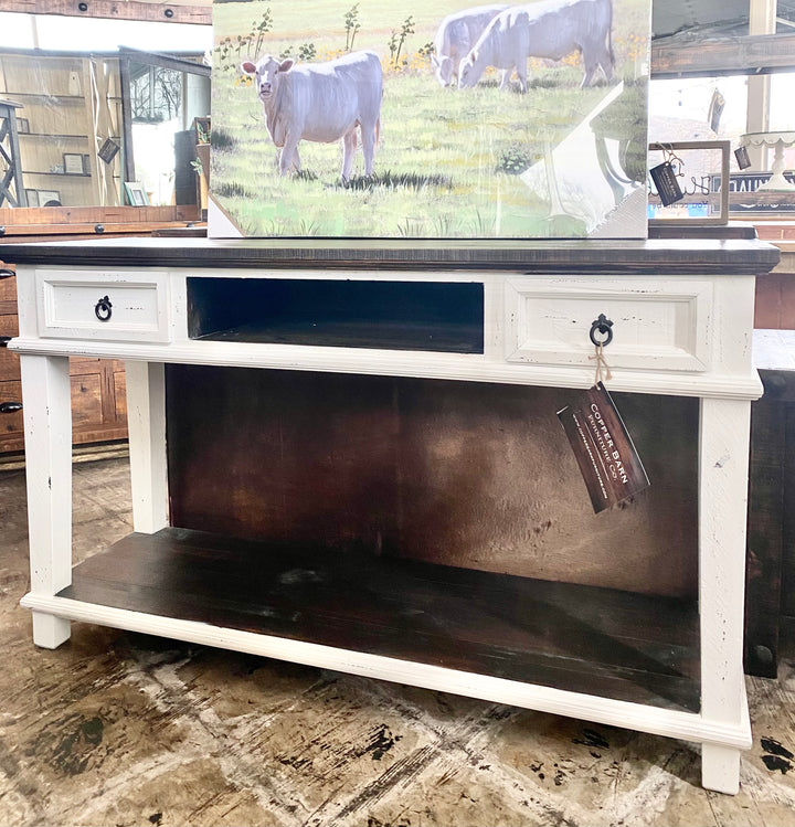 Emily Distressed White Console Table