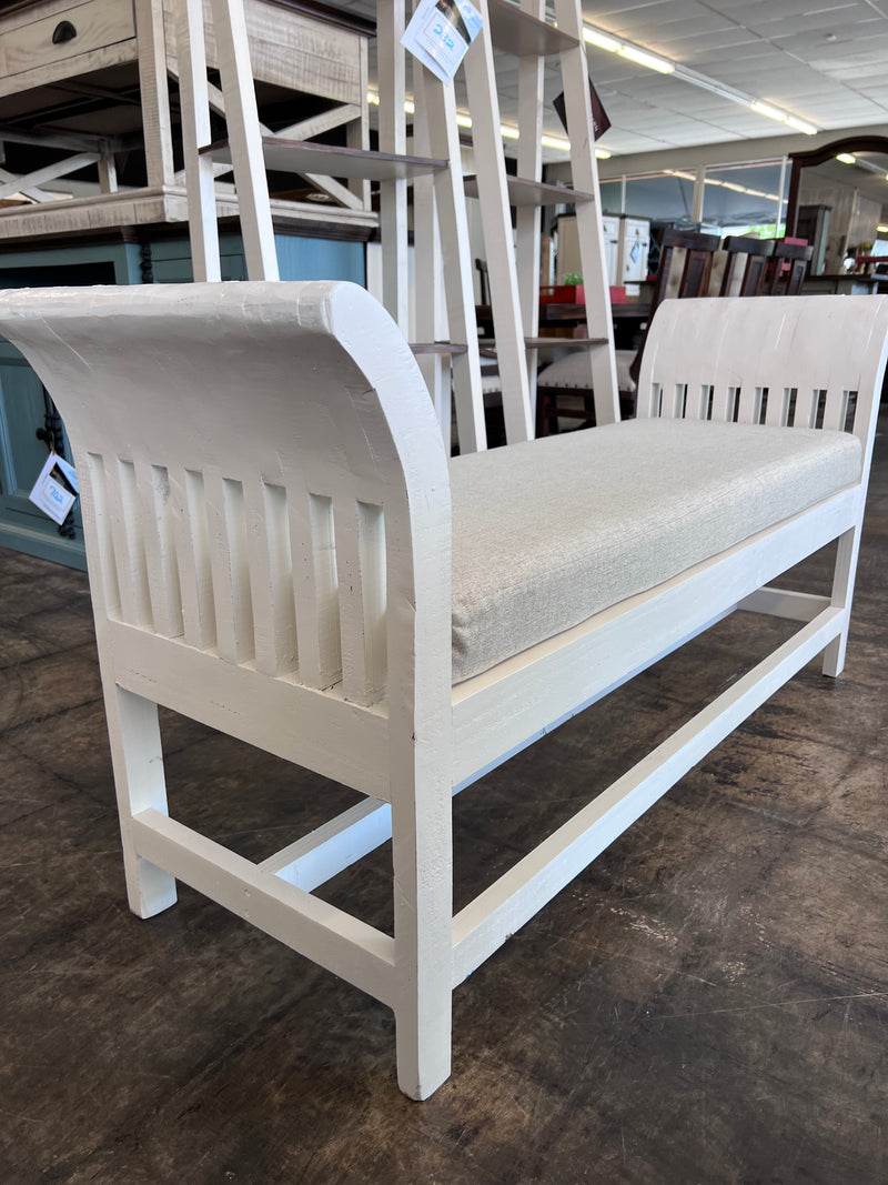 Rita White Upholstered Bench