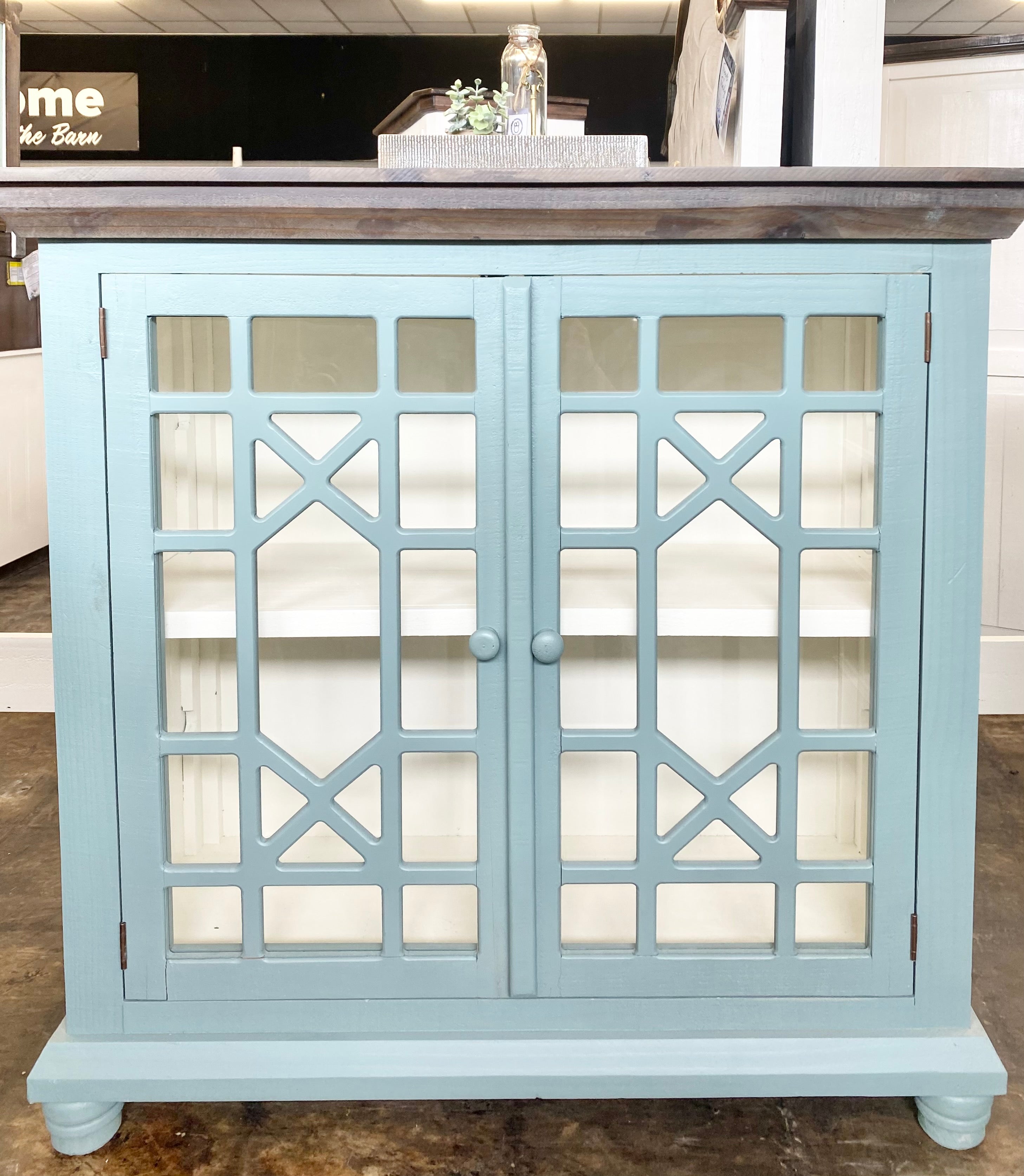 Livingston Beach Blue Small Cabinet Copper Barn Home