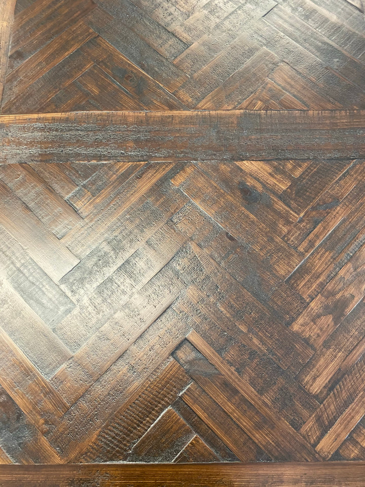 Herringbone White & Linen  7 piece Dining Table Set