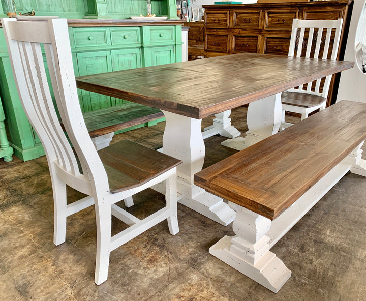 Banks Distressed White 5 Piece Dining Table Set