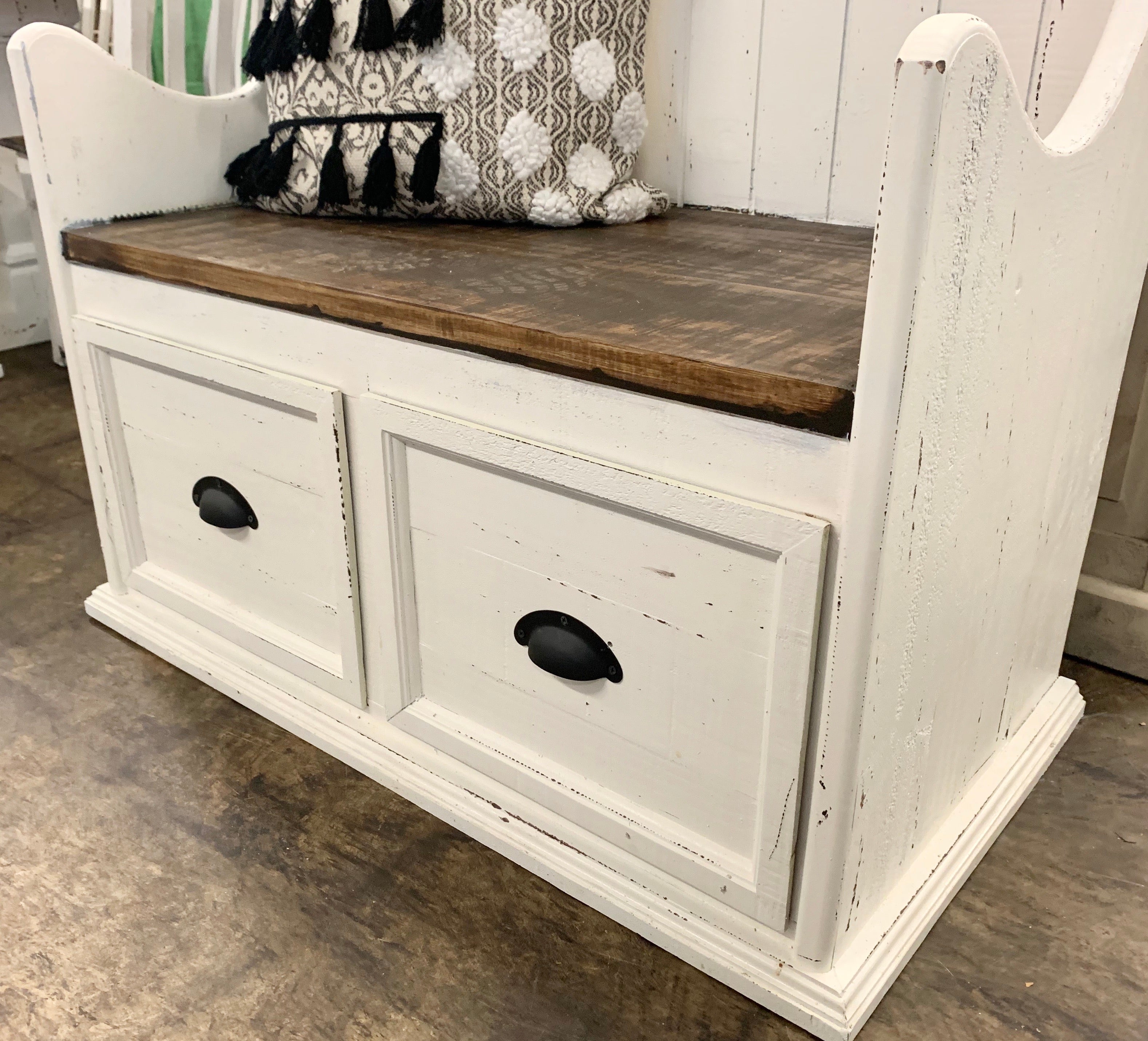 〆1/31 WHITE_WOOD_BENCH #3 Wade Hall Tree – Copper Barn Home
