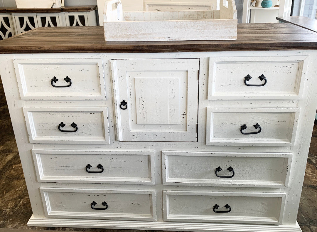 Chloe Distressed White Dresser