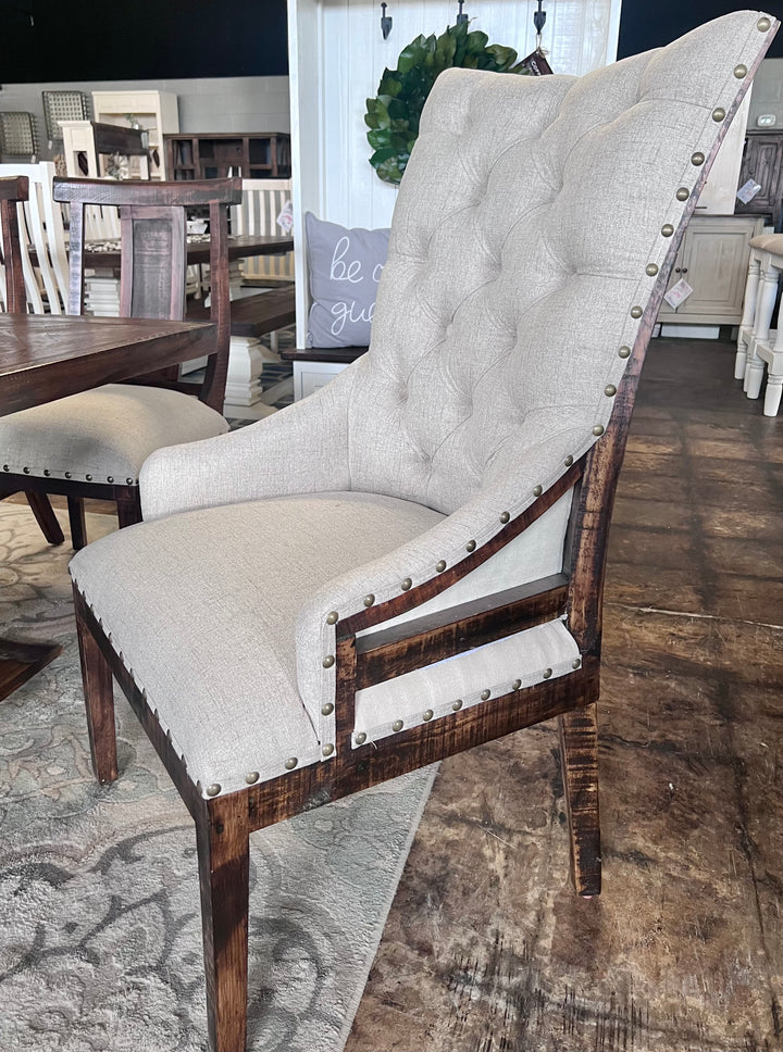 Rita Tobacco Brown & Linen Captains Chair