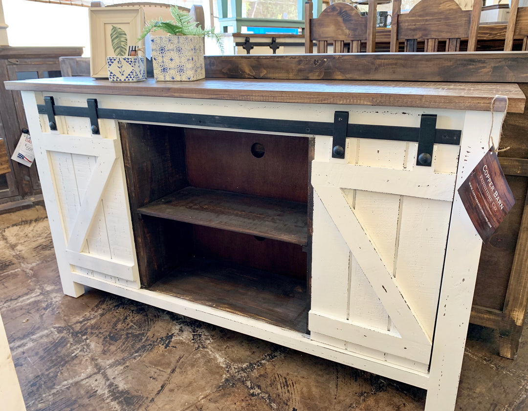 Carlos White Barn Door TV Stand