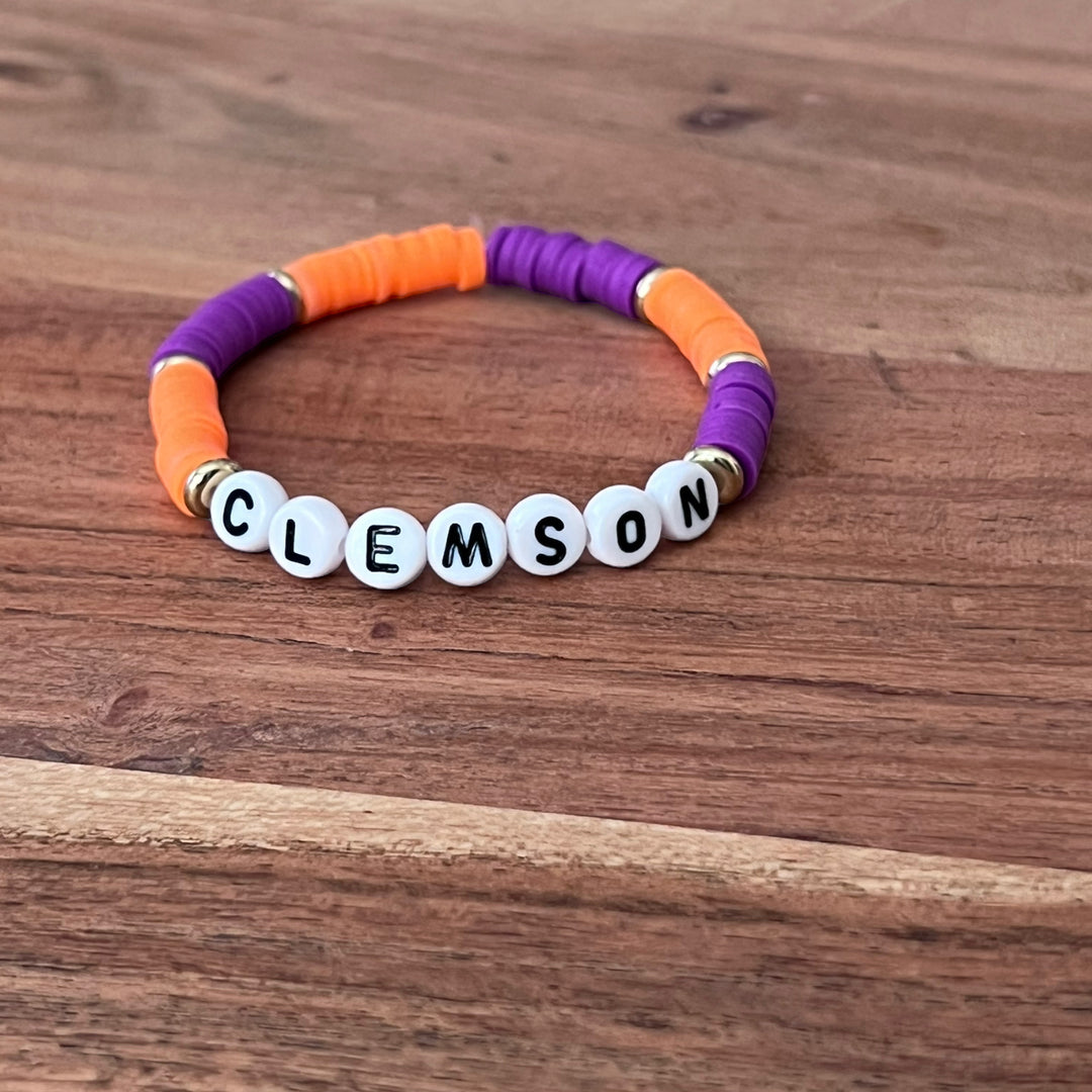 Clemson Beaded Bracelet