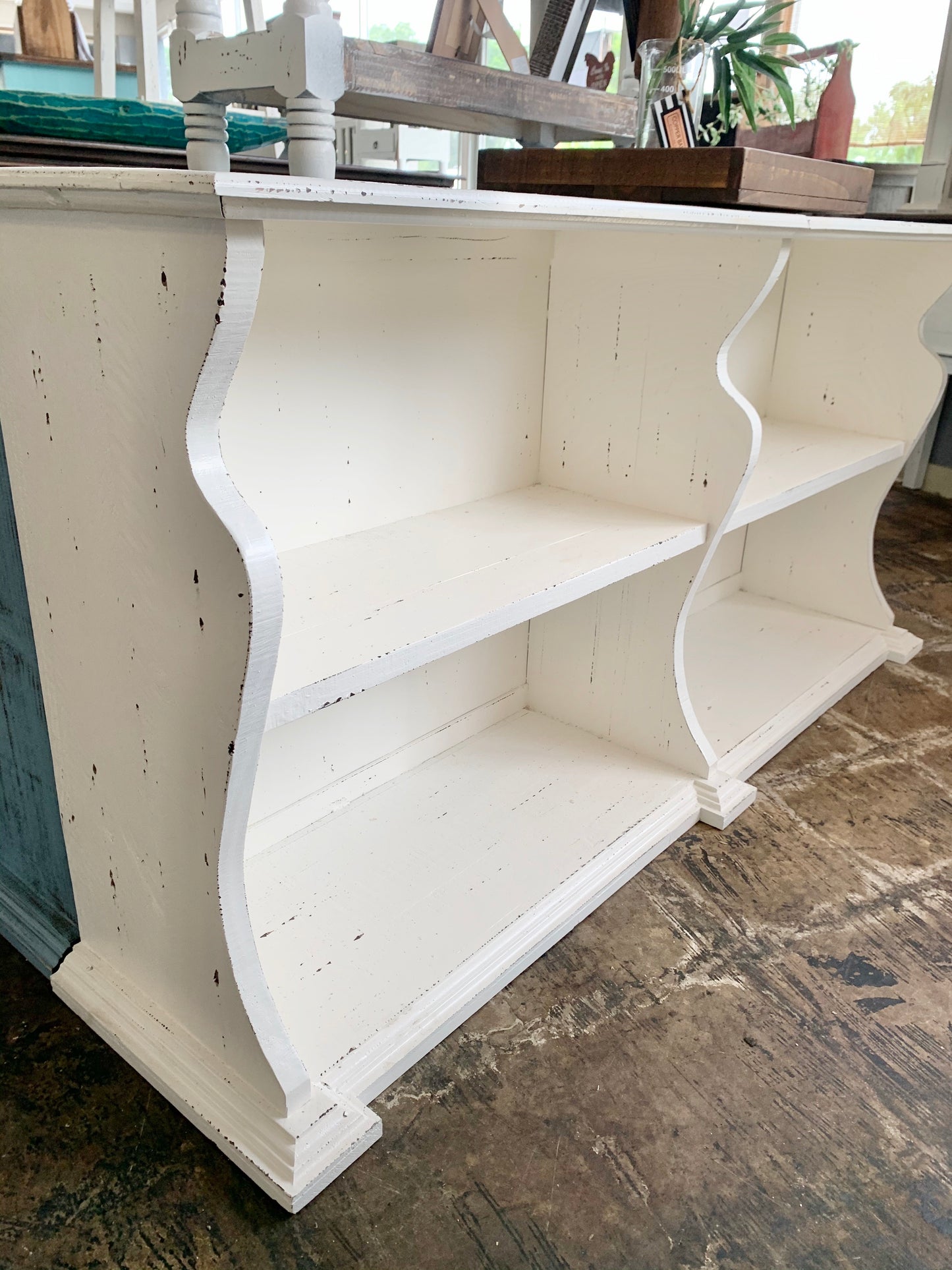 Cara White Bookcase Console Table