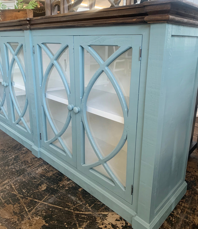 Cameo II Beach Blue Glass Front Cabinet