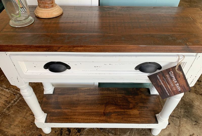 Whitney Small Distressed White Accent Table