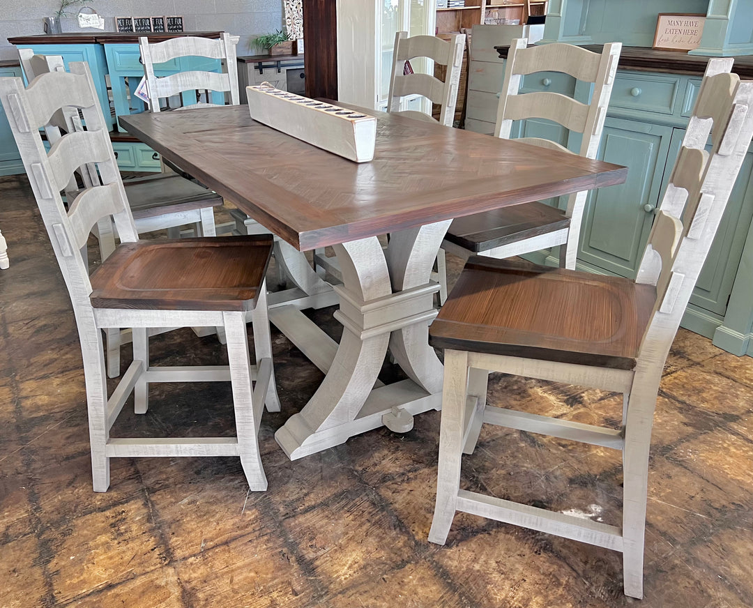 Elliott Herringbone Gray 7 piece Counter Height Table Set