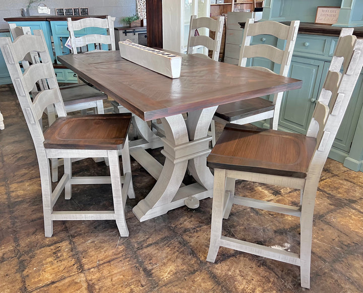 Elliott Herringbone Gray 7 piece Counter Height Table Set