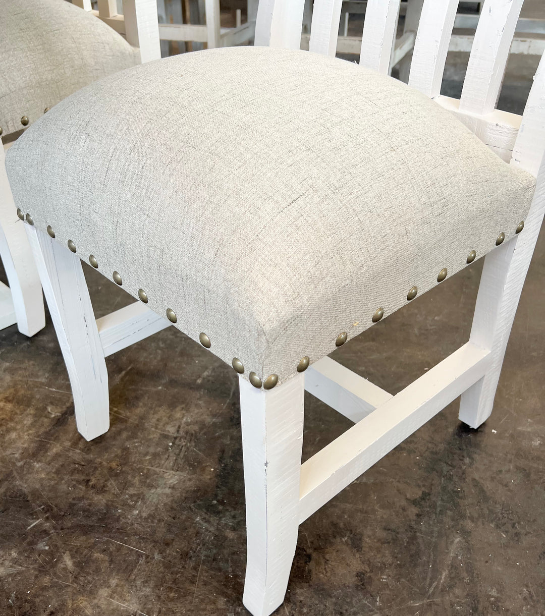 Joshua 6 Piece White & Linen Dining Set