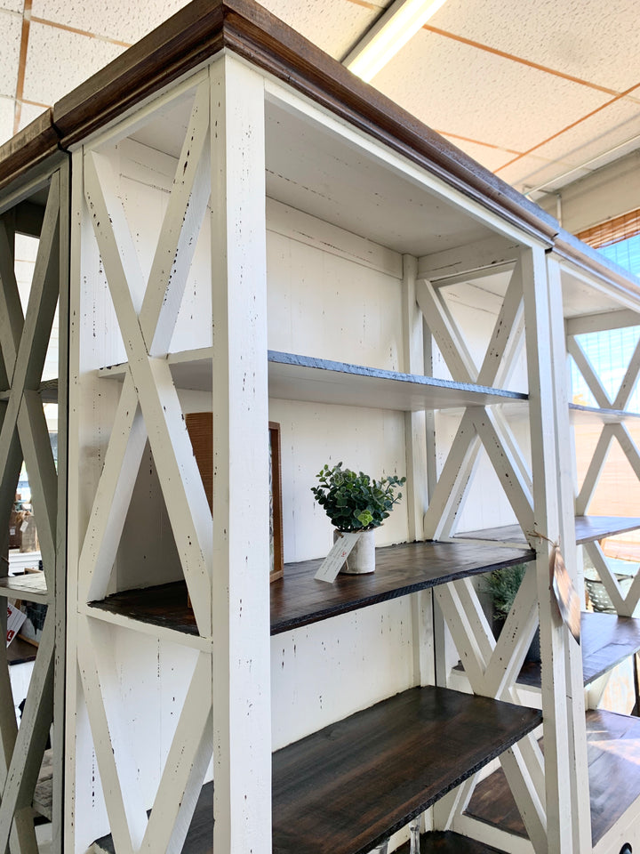 Whitney Distressed White Bookcase