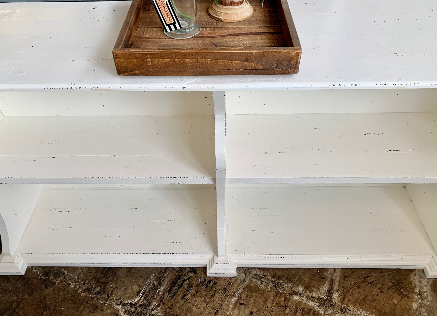 Cara White Bookcase Console Table