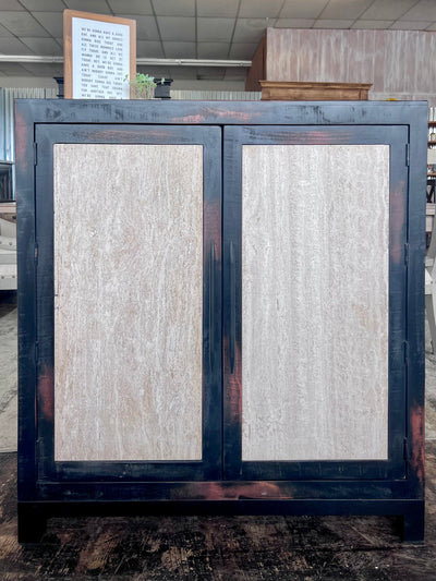 Reese Weathered Black Stone accent cabinet
