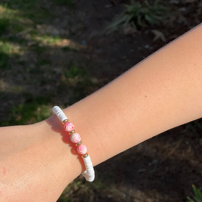 Pink Stone & Beaded Bracelet