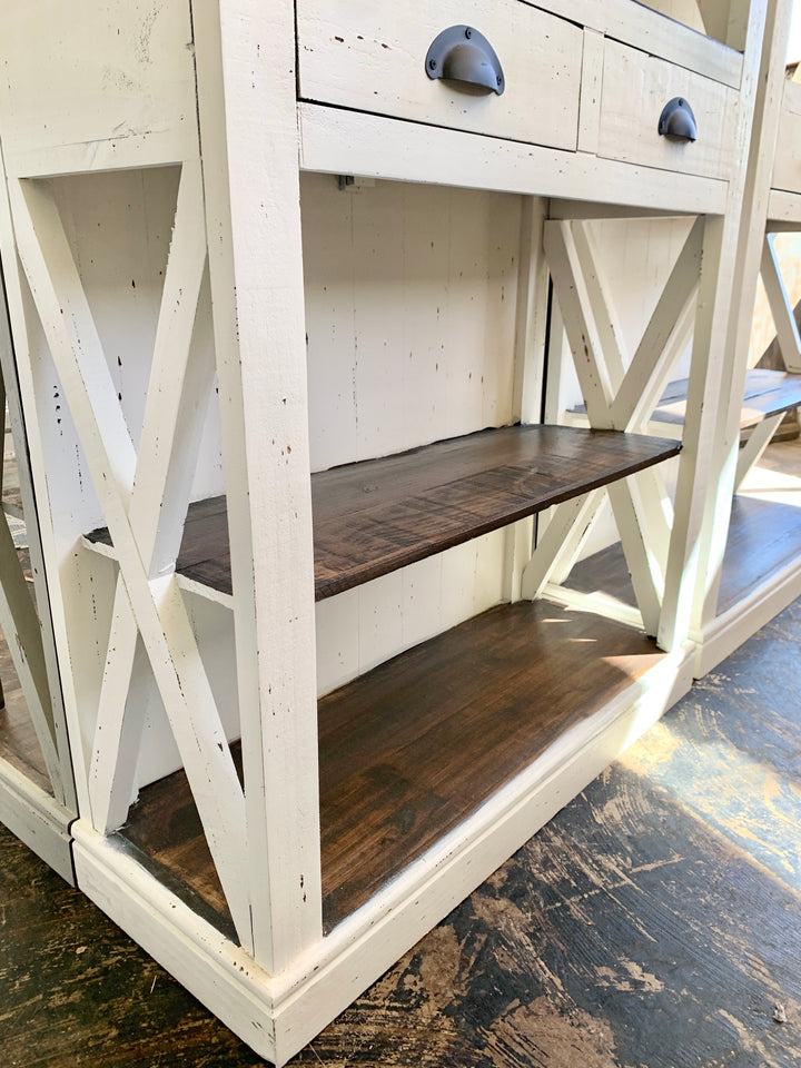 Whitney Distressed White Bookcase