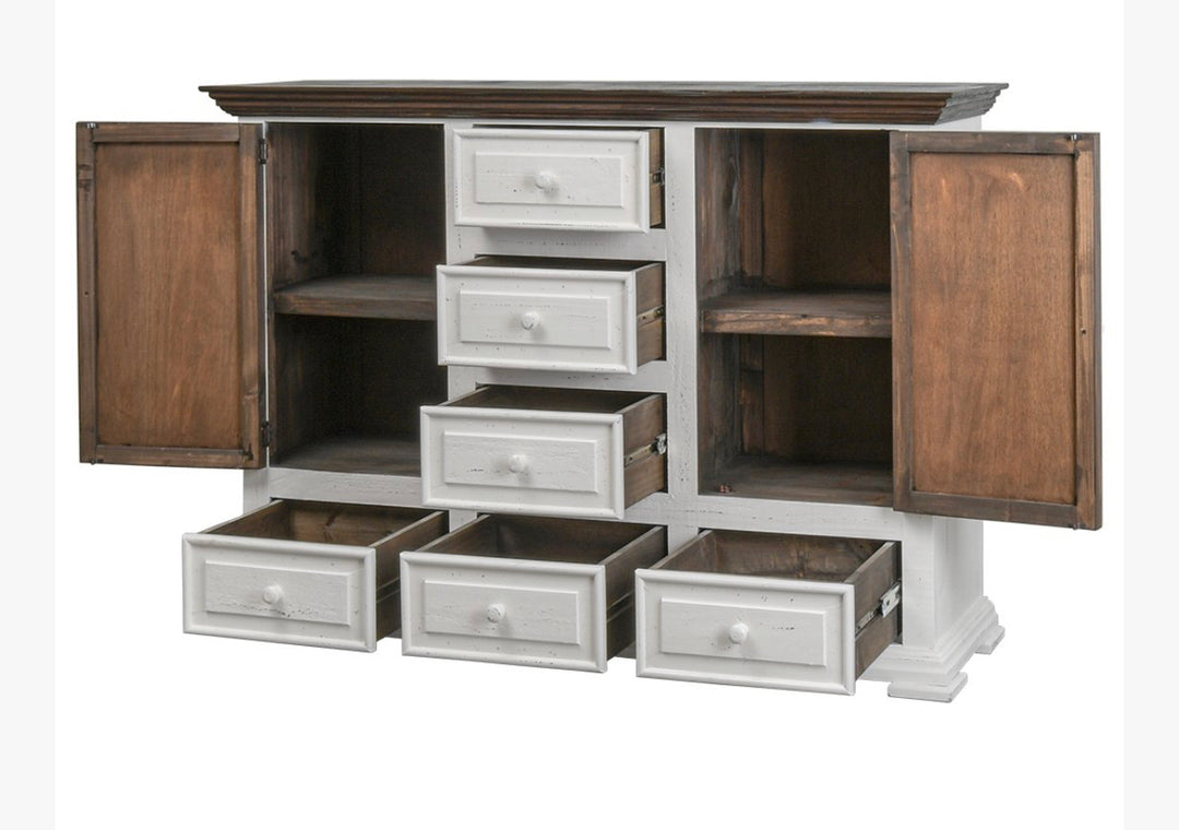 Kelsey Distressed White Dresser with Mirror