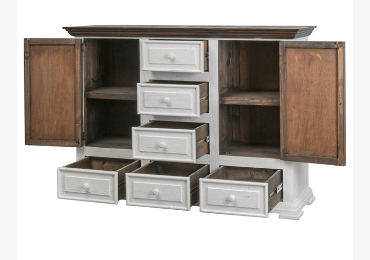 Kelsey Distressed White Dresser with Mirror