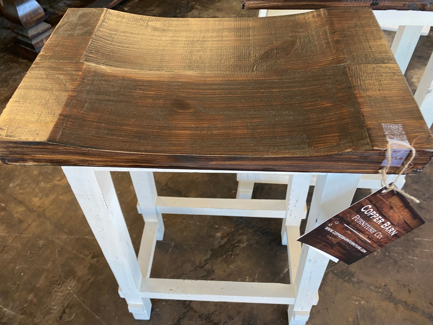 Distressed White Barstool